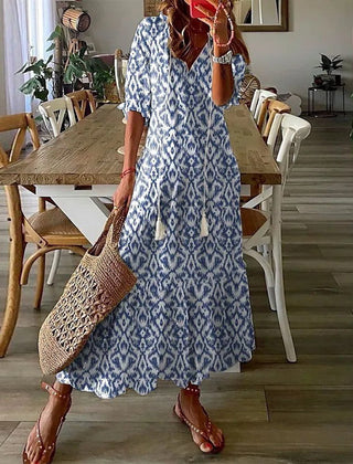 Robe boho avec couverture du ventre Michaela, vue de dos – Valloro Paris