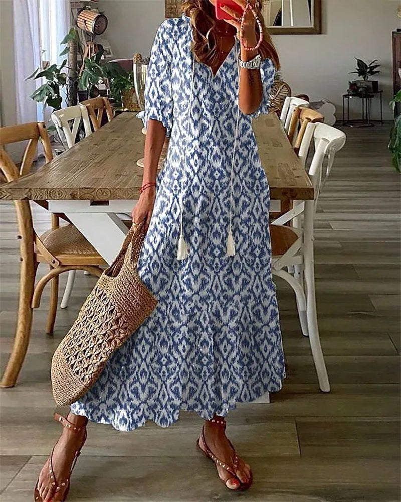 Robe boho avec couverture du ventre Michaela, vue de dos – Valloro Paris