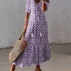 Robe boho avec couverture du ventre Michaela, détail du tissu – Valloro Paris