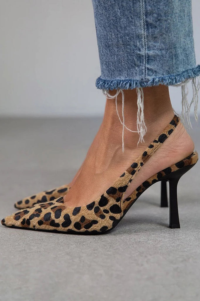 Escarpins slingback à imprimé léopard Maria, vue de dessus – Valloro Paris