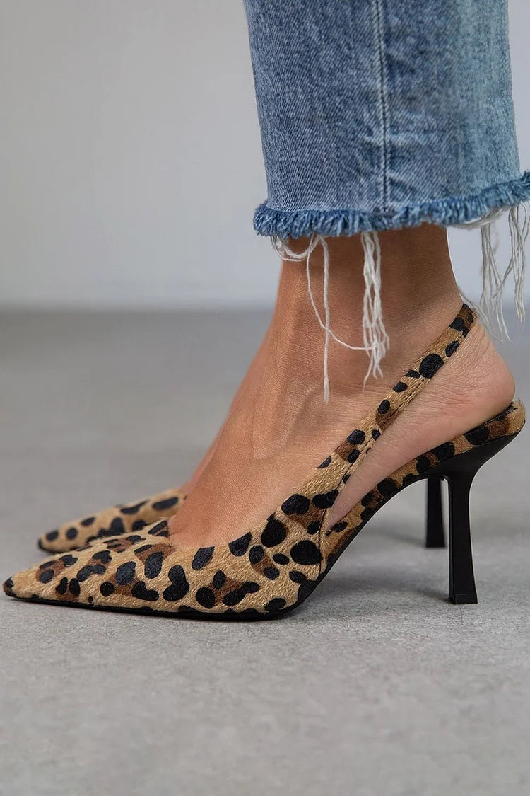 Escarpins slingback à imprimé léopard Maria, vue de profil – Valloro Paris