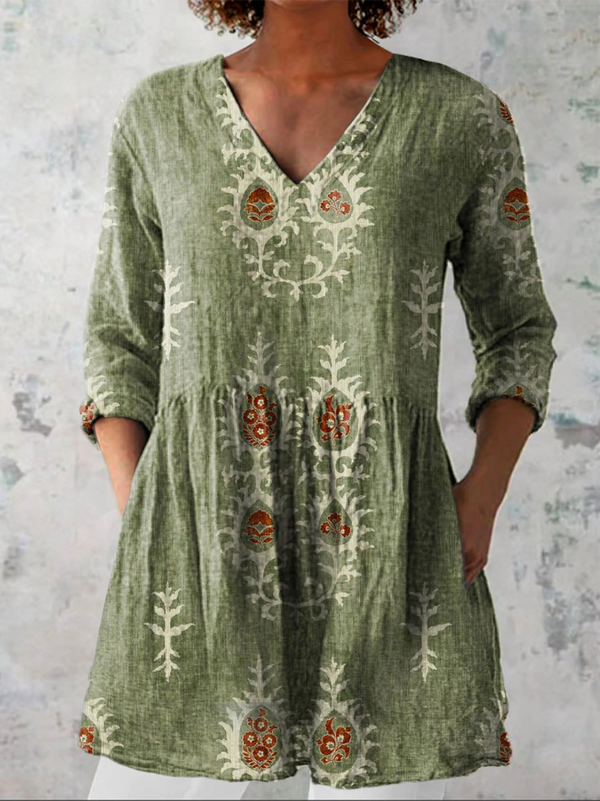 Élise | Blouse longue à col V