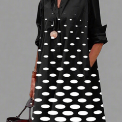 Robe midi sophistiquée Perle, vue de face – Valloro Paris
