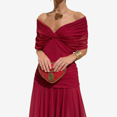 Robe élégante au tombé impeccable Christine, vue de profil – Valloro Paris