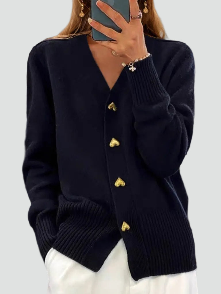 Cardigan en maille boutonné à col en V pour femme