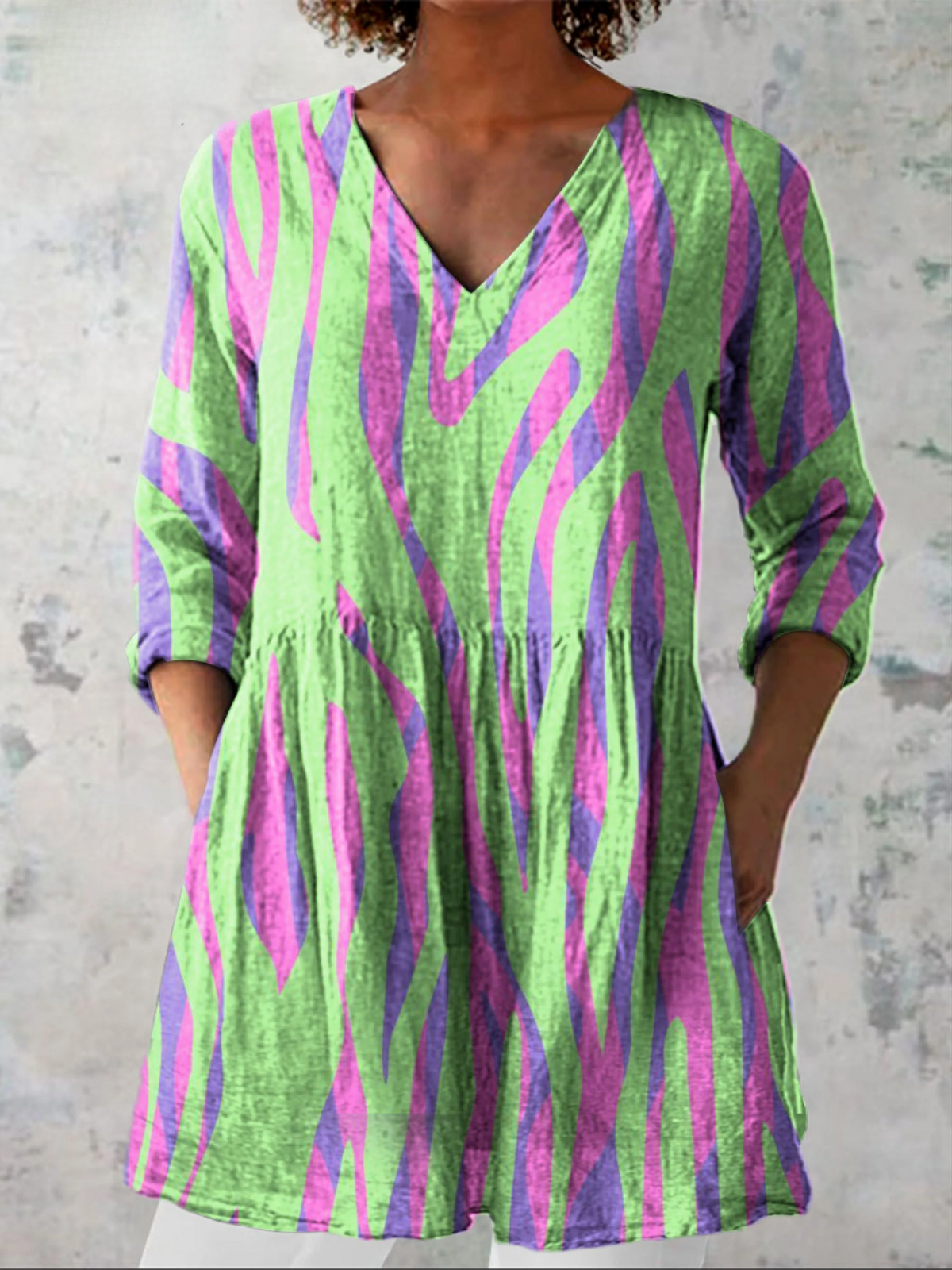 Océane | Blouse longue à col V
