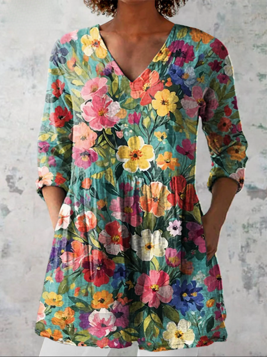 Nora | Blouse longue à col V