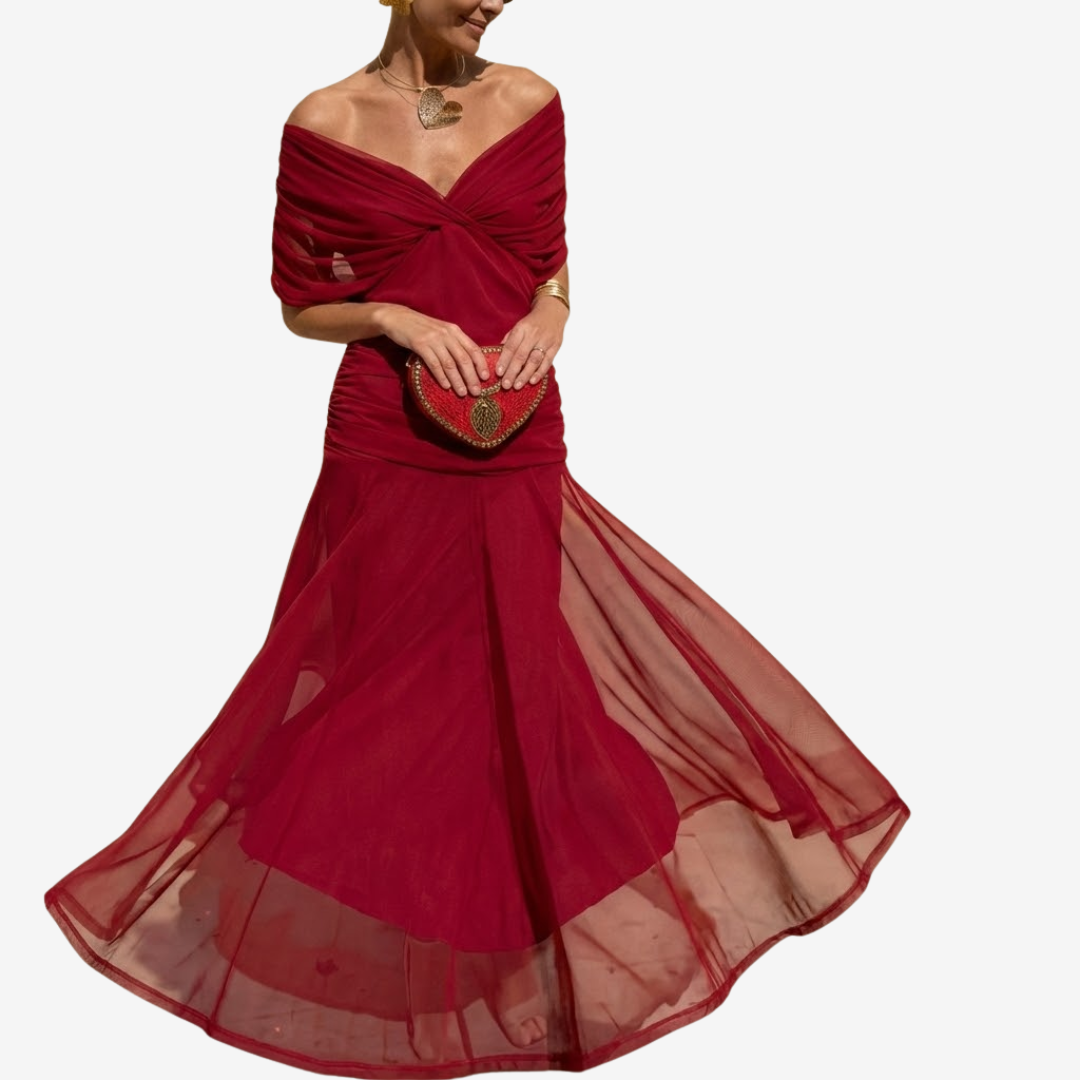Robe élégante au tombé impeccable Christine, vue complète du modèle – Valloro Paris