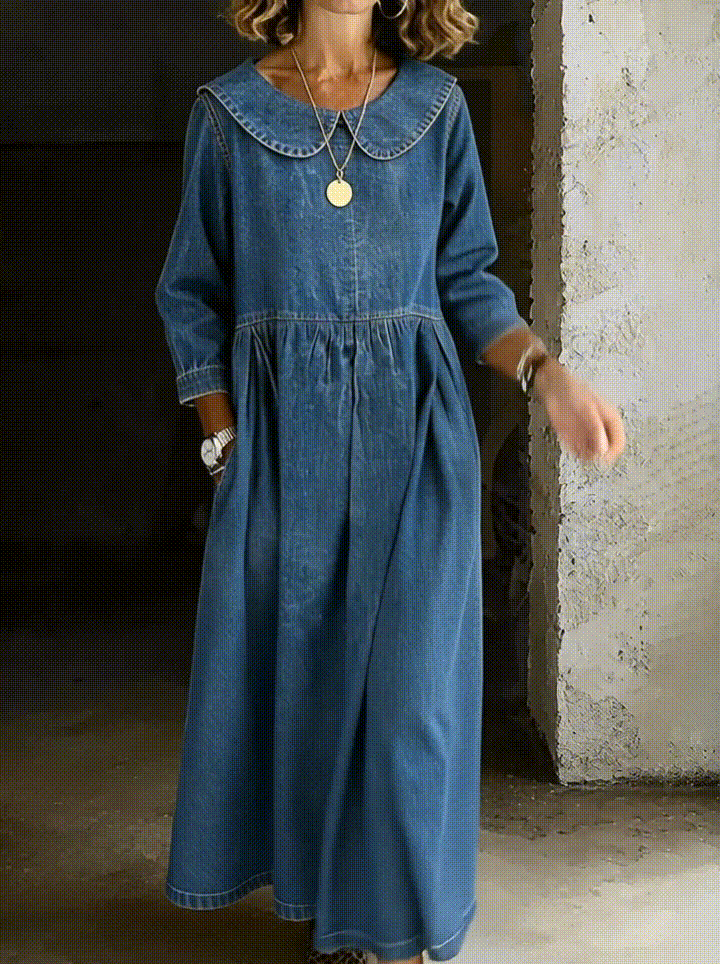 Clara | Robe en jean à col Peter Pan