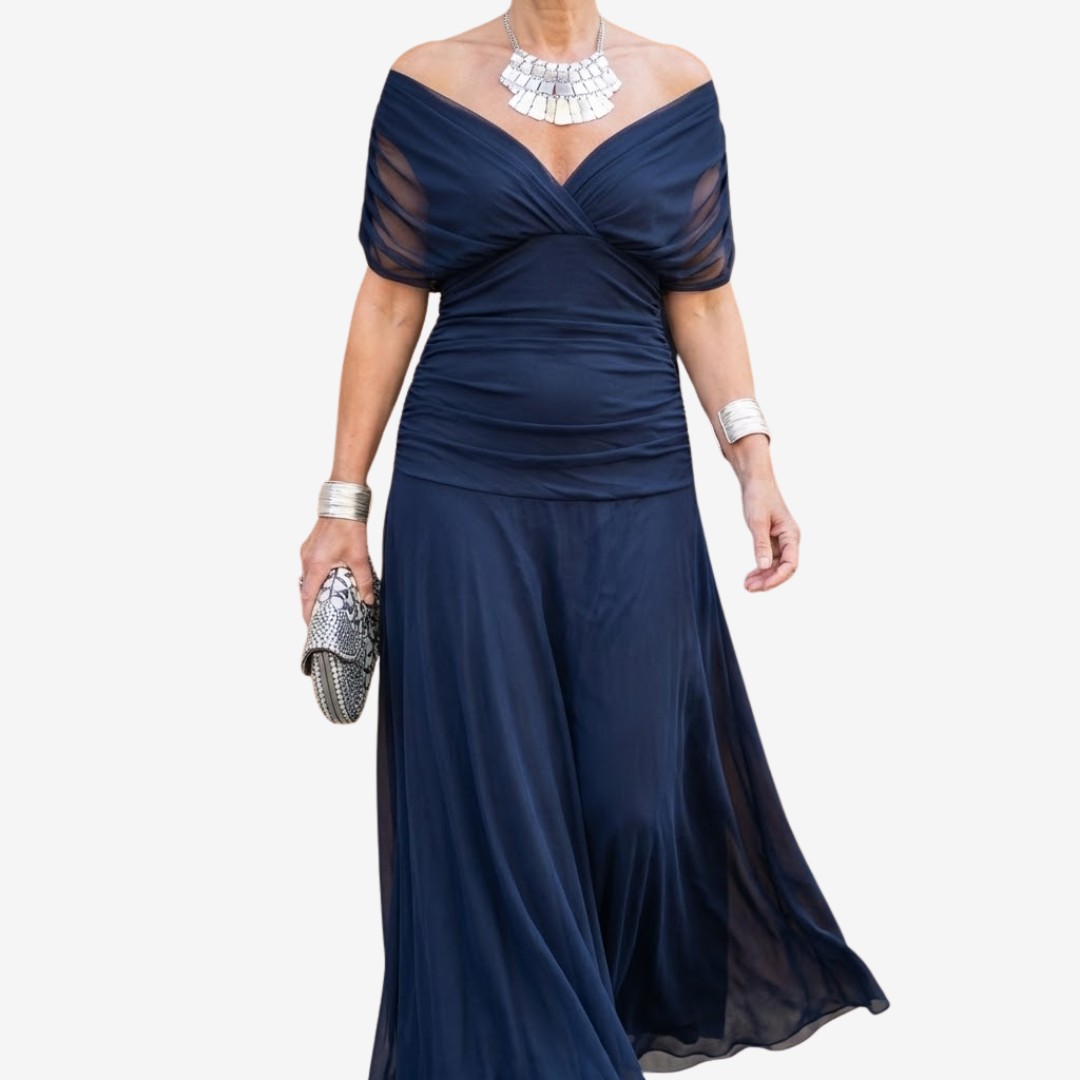 Robe élégante au tombé impeccable Christine, présentation du coloris – Valloro Paris
