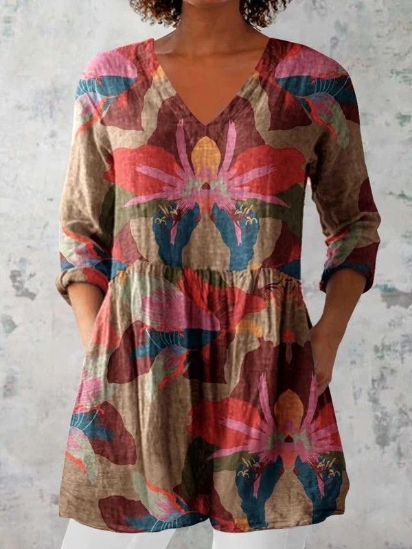 Sarah | Blouse longue à col V