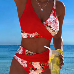 Bikini élégant à imprimé floral Léa, détail des finitions – Valloro Paris
