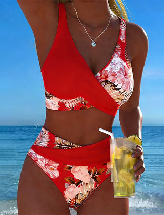 Bikini élégant à imprimé floral Léa, détail des finitions – Valloro Paris