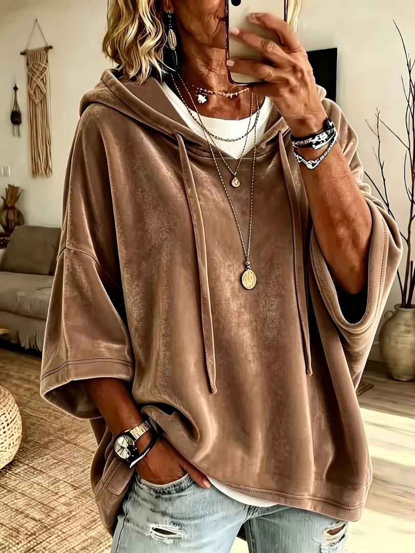 Luana | Sweat à capuche oversize en velours luxueux