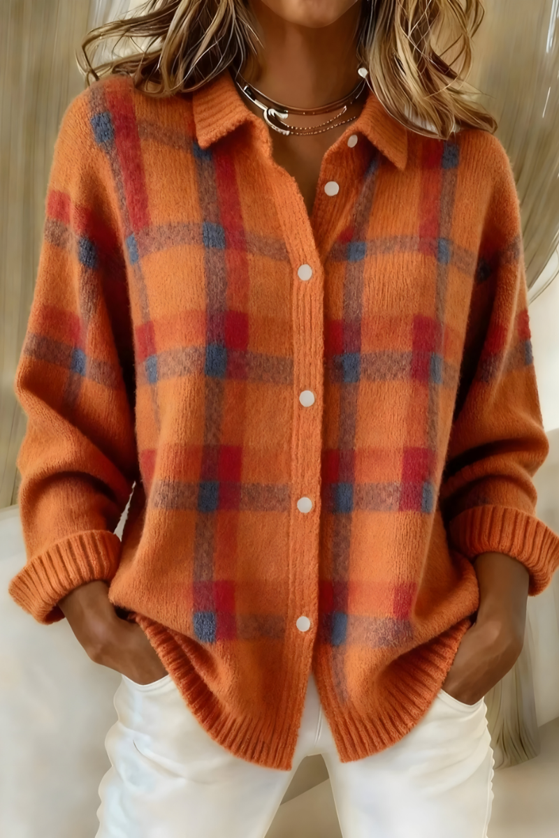 ANNA | CARDIGAN TRICOTÉ À CARREAUX
