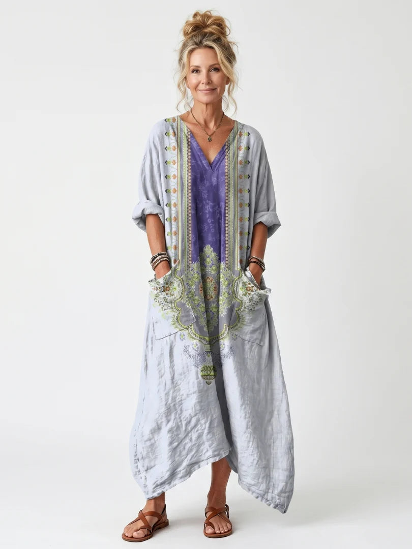 Valloro™ | Robe Midi Imprimée à Poches Sophie