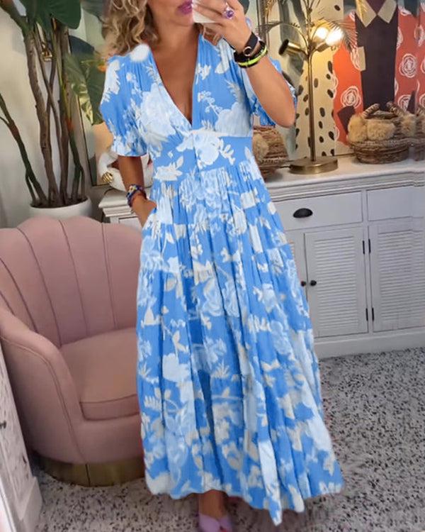 Robe florale vibrante Floriana, vue complète du modèle – Valloro Paris