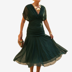 Robe élégante au tombé impeccable Christine, vue de dos – Valloro Paris
