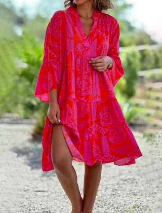 Robe élégante boho chic Joyce, vue de face – Valloro Paris