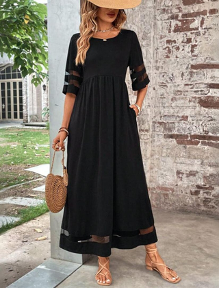 Robe midi gainante à effet ventre plat Aubrey, vue de face – Valloro Paris