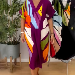 Robe à imprimé abstrait Rianna, vue complète du modèle – Valloro Paris