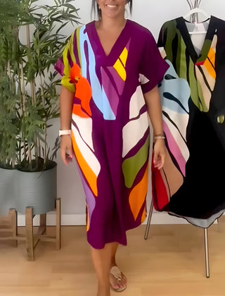 Robe à imprimé abstrait Rianna, vue complète du modèle – Valloro Paris