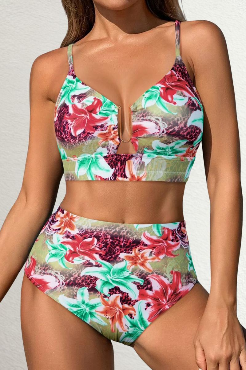 Bikini taille haute à carreaux Léa, détail du tissu – Valloro Paris