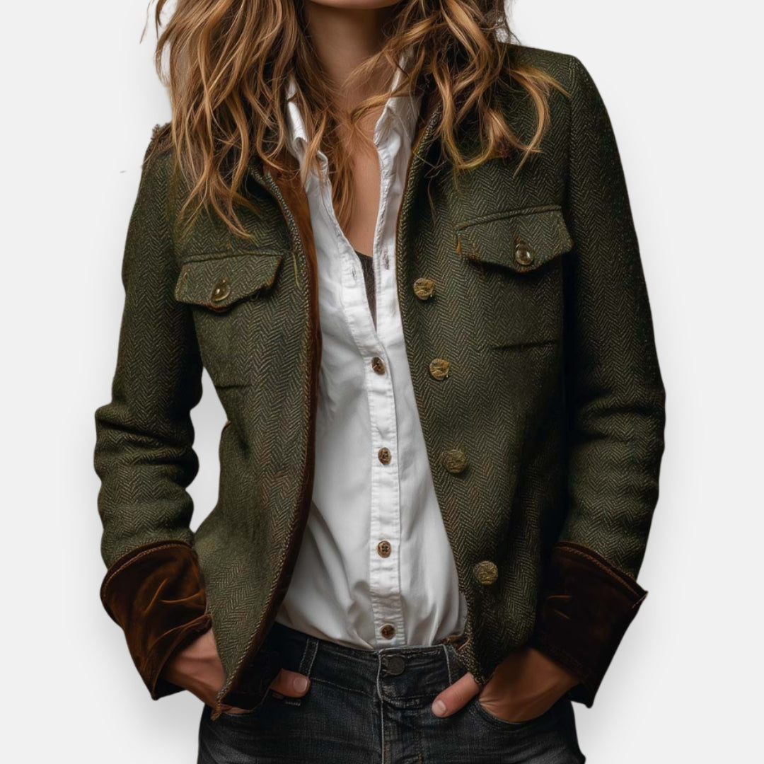 GERALDINE™ | Veste en tweed avec détails en velours