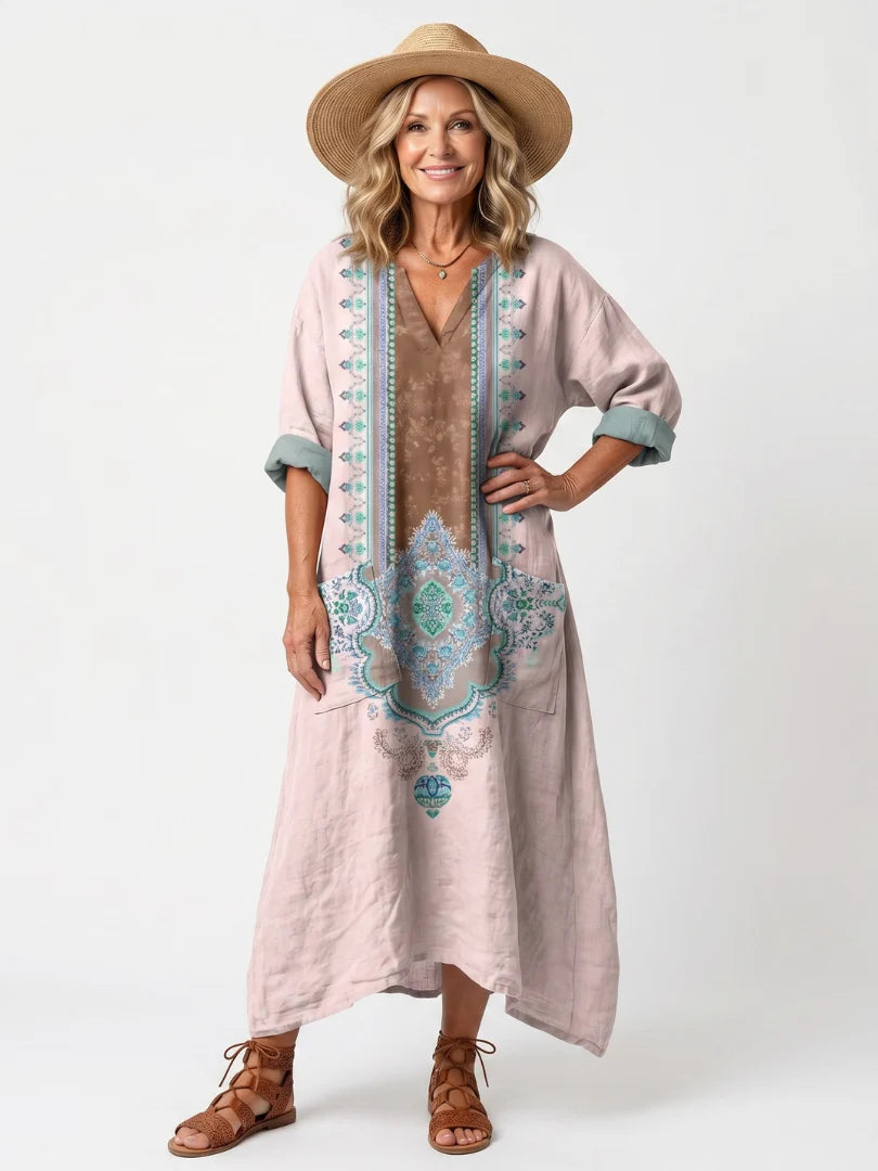 Valloro™ | Robe Midi Imprimée à Poches Sophie