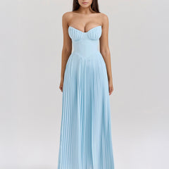 Robe longue fluide et élégante Siena, vue de face – Valloro Paris