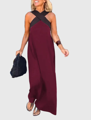 Robe maxi fluide et élégante Elena, vue complète du modèle – Valloro Paris