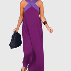 Robe maxi fluide et élégante Elena, présentation du coloris – Valloro Paris