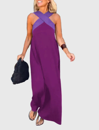 Robe maxi fluide et élégante Elena, présentation du coloris – Valloro Paris
