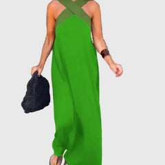 Robe maxi fluide et élégante Elena, vue rapprochée – Valloro Paris