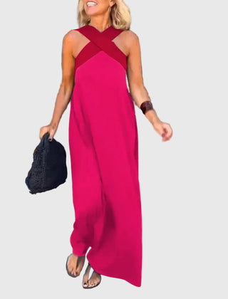 Robe maxi fluide et élégante Elena, mise en situation estivale – Valloro Paris