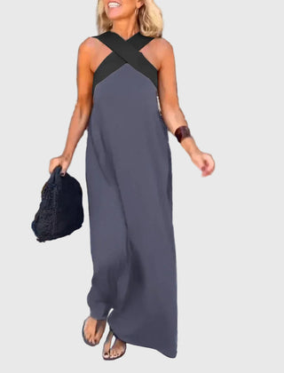 Robe maxi fluide et élégante Elena, vue de face (photo 13) – Valloro Paris