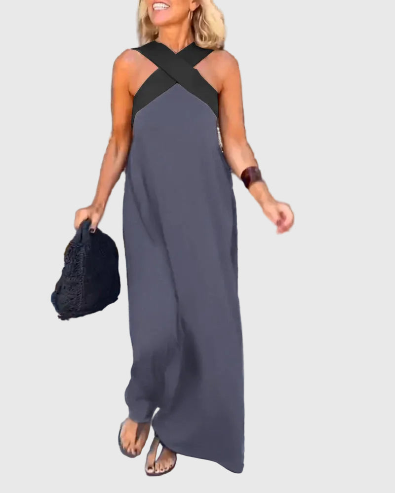 Robe maxi fluide et élégante Elena, vue de face (photo 13) – Valloro Paris