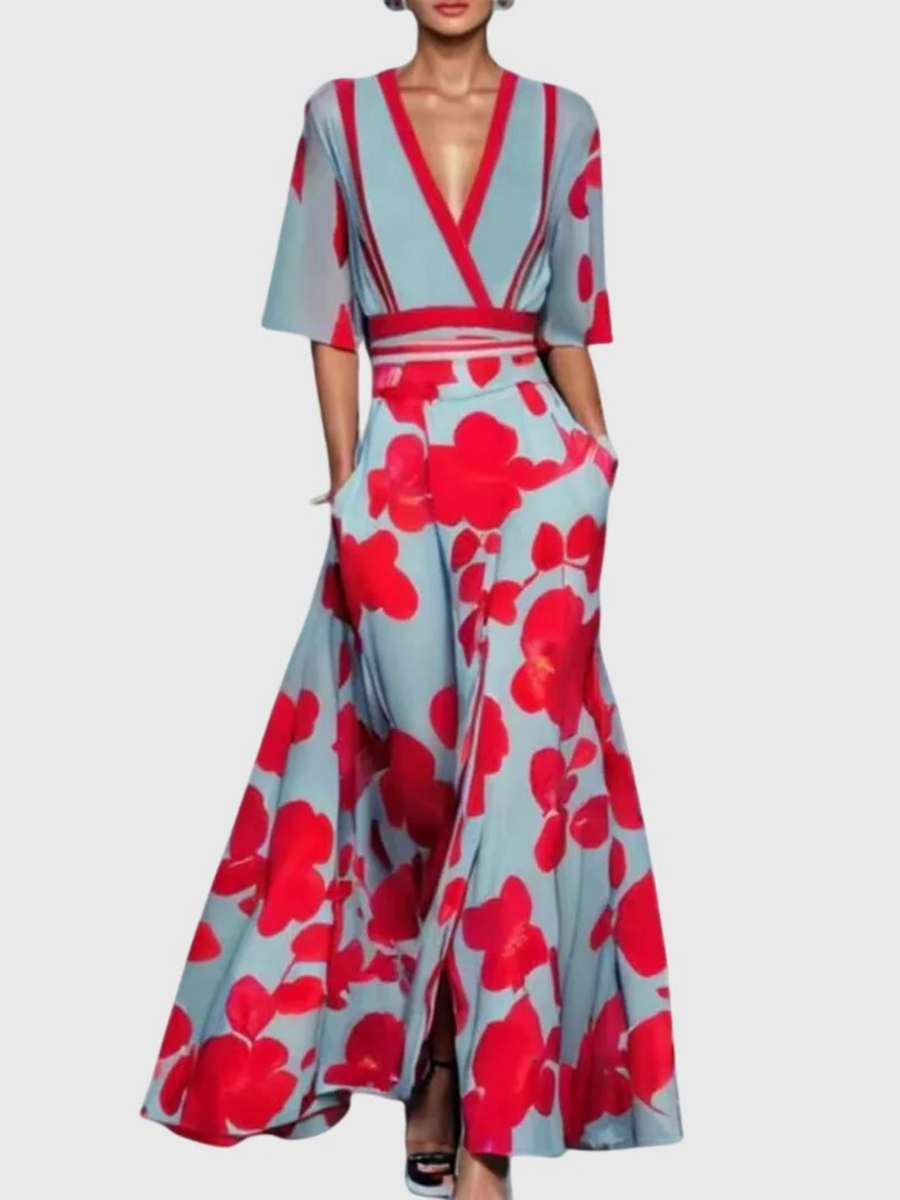 Robe printanière fluide et élégante Candice, vue de face – Valloro Paris