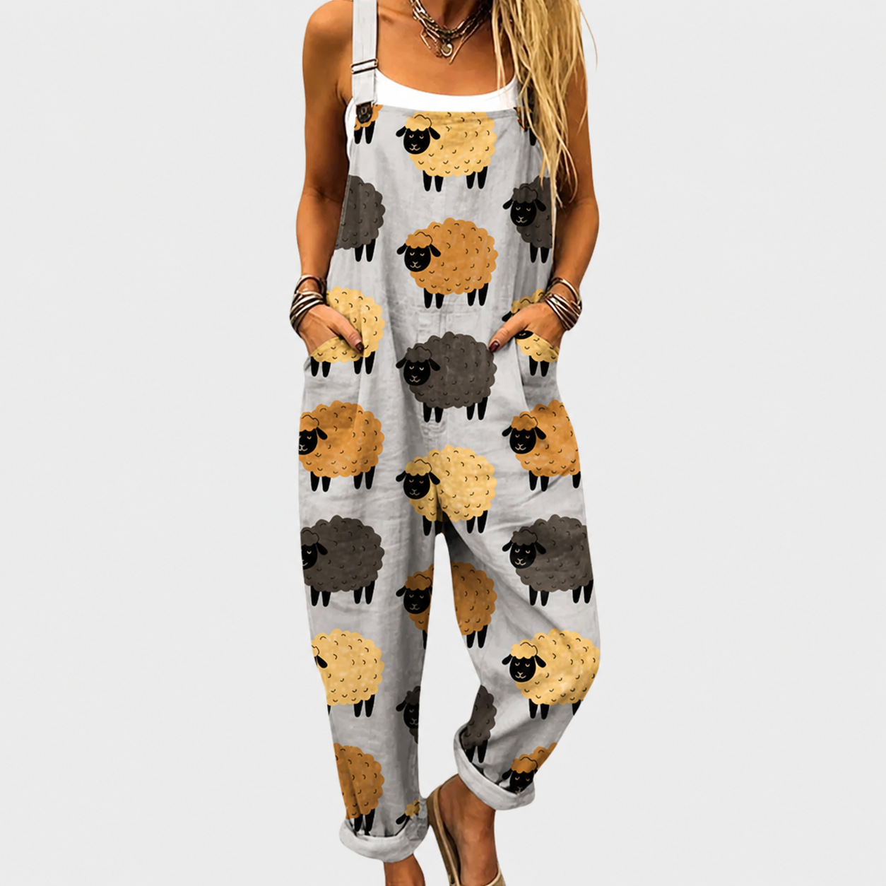 Robe à imprimé les petits moutons Bergère, vue de face – Valloro Paris
