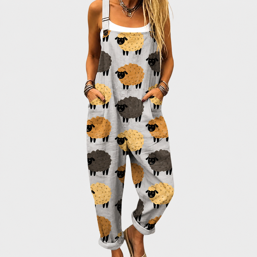 Robe à imprimé les petits moutons Bergère, vue de face – Valloro Paris