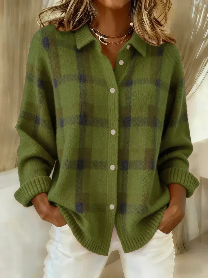 ANNA | CARDIGAN TRICOTÉ À CARREAUX