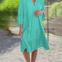Robe élégante boho chic Joyce, gros plan sur la coupe – Valloro Paris