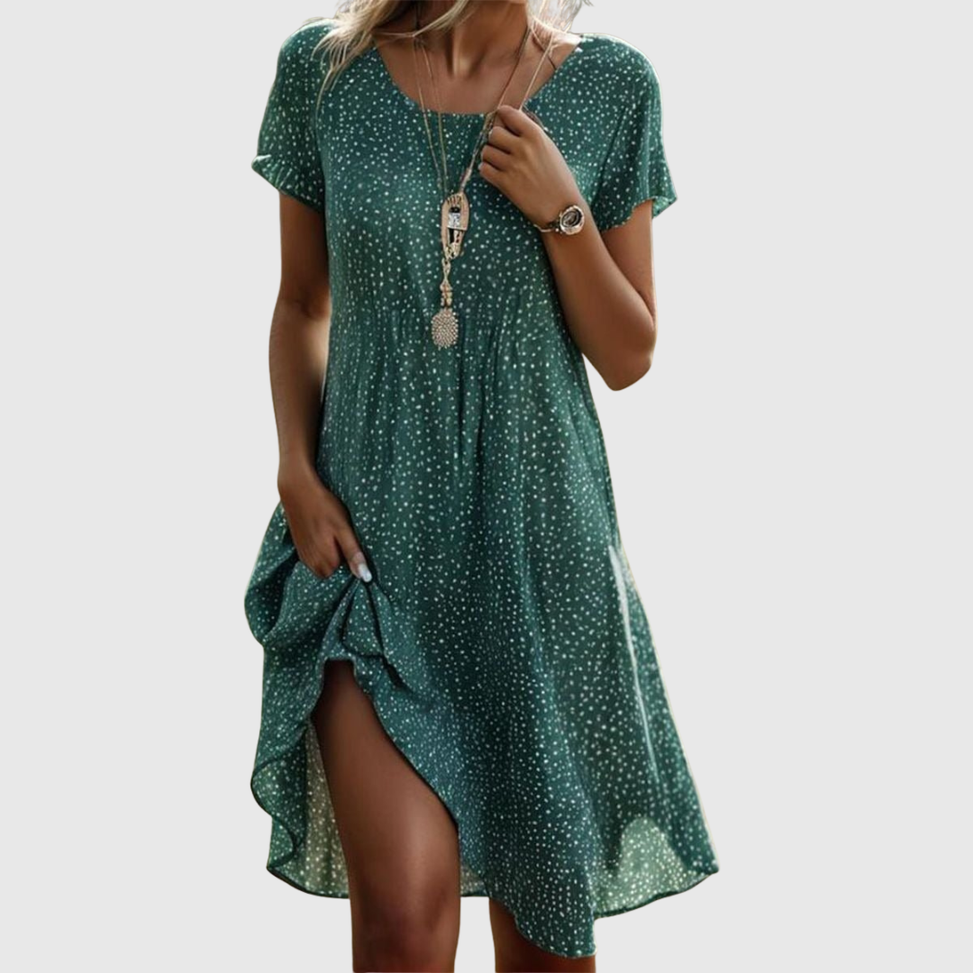 Robe d'été tendance ET confortable Tansy, vue de face – Valloro Paris