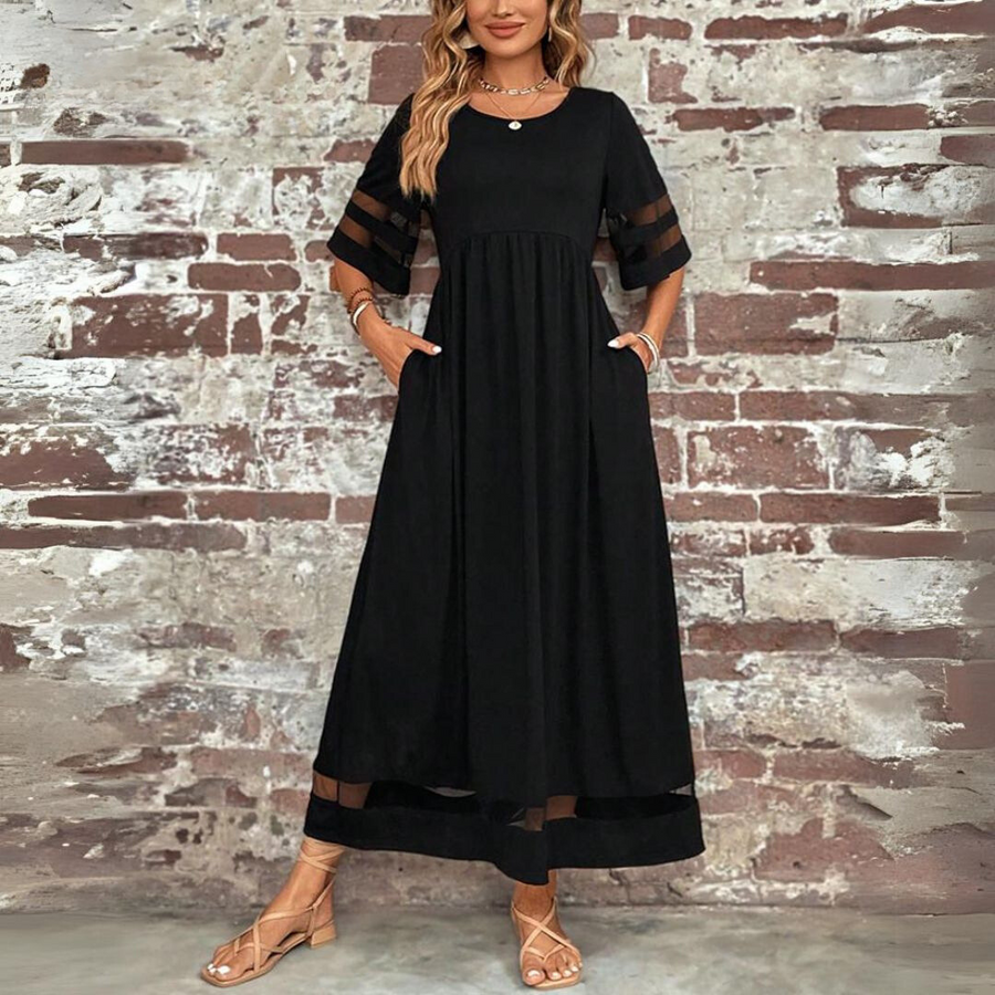 Robe midi gainante à effet ventre plat Aubrey, vue de dos – Valloro Paris