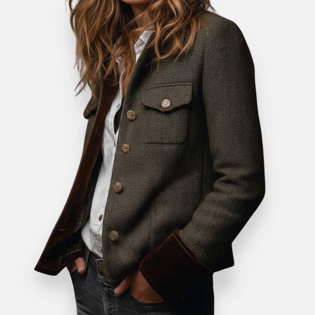 GERALDINE™ | Veste en tweed avec détails en velours