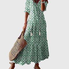 Robe maxi d'été vintage boho Amalia, vue de dos – Valloro Paris