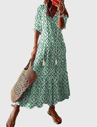 Robe maxi d'été vintage boho Amalia, vue de dos – Valloro Paris