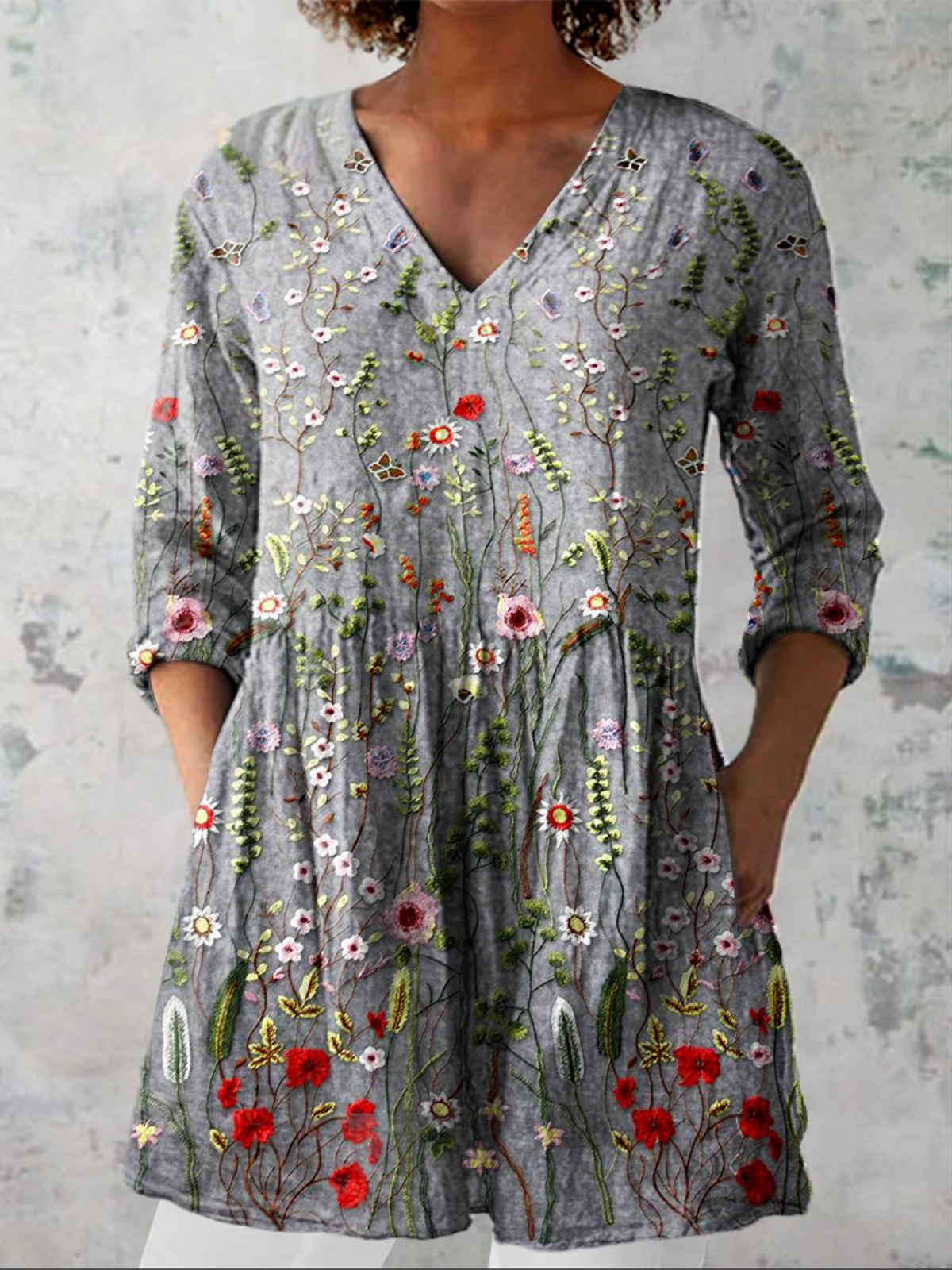 Amélie | Blouse longue à col V