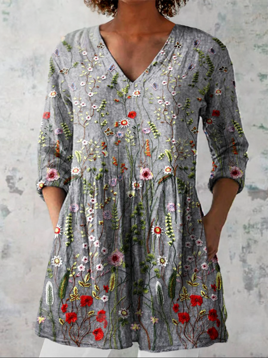 Amélie | Blouse longue à col V