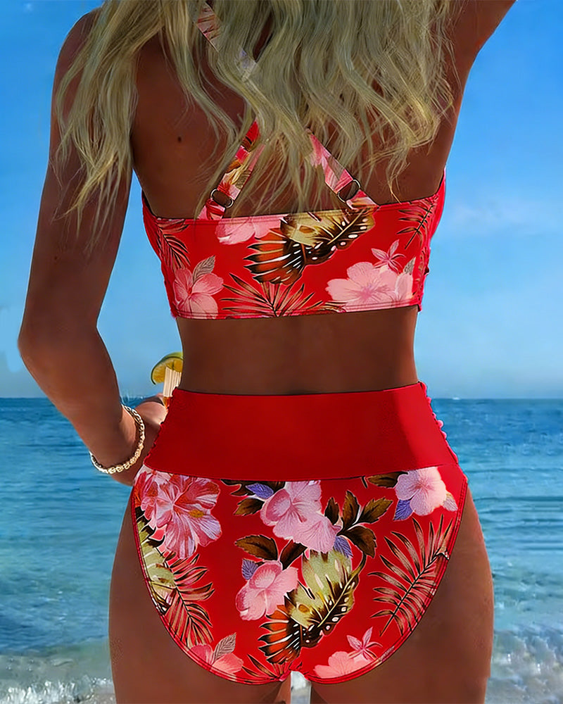 Bikini élégant à imprimé floral Léa, vue de face (photo 13) – Valloro Paris
